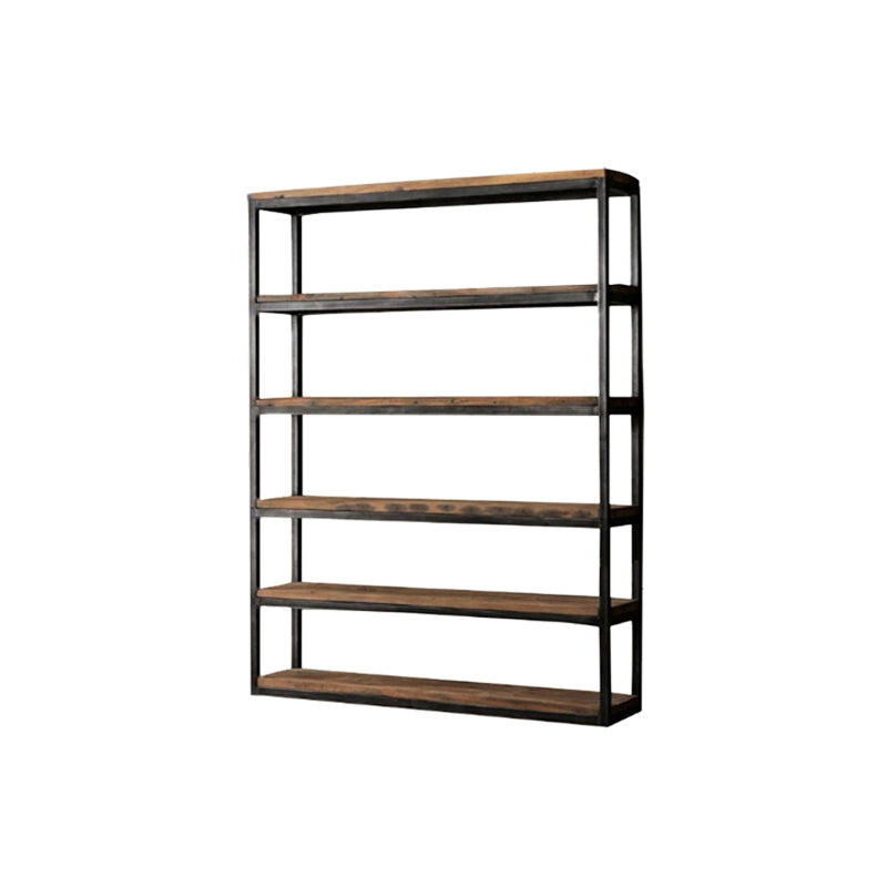 Contemporary Metal and Wood Book Shelf Open Home Shelf Bookcase with Shelves