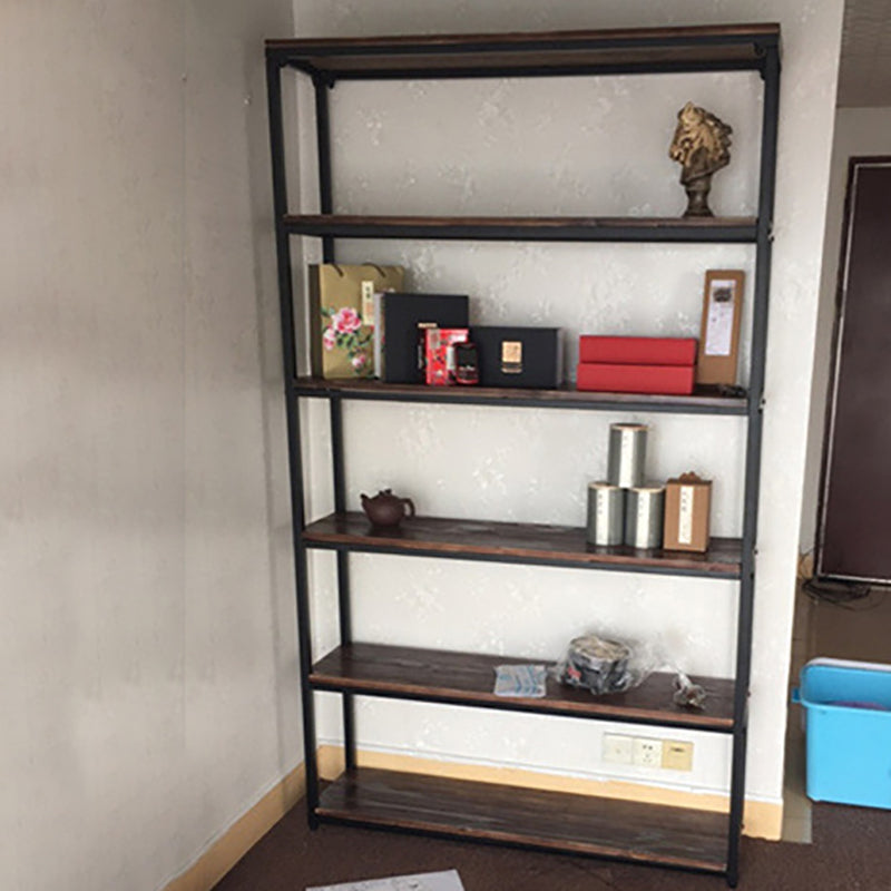 Contemporary Metal and Wood Book Shelf Open Home Shelf Bookcase with Shelves