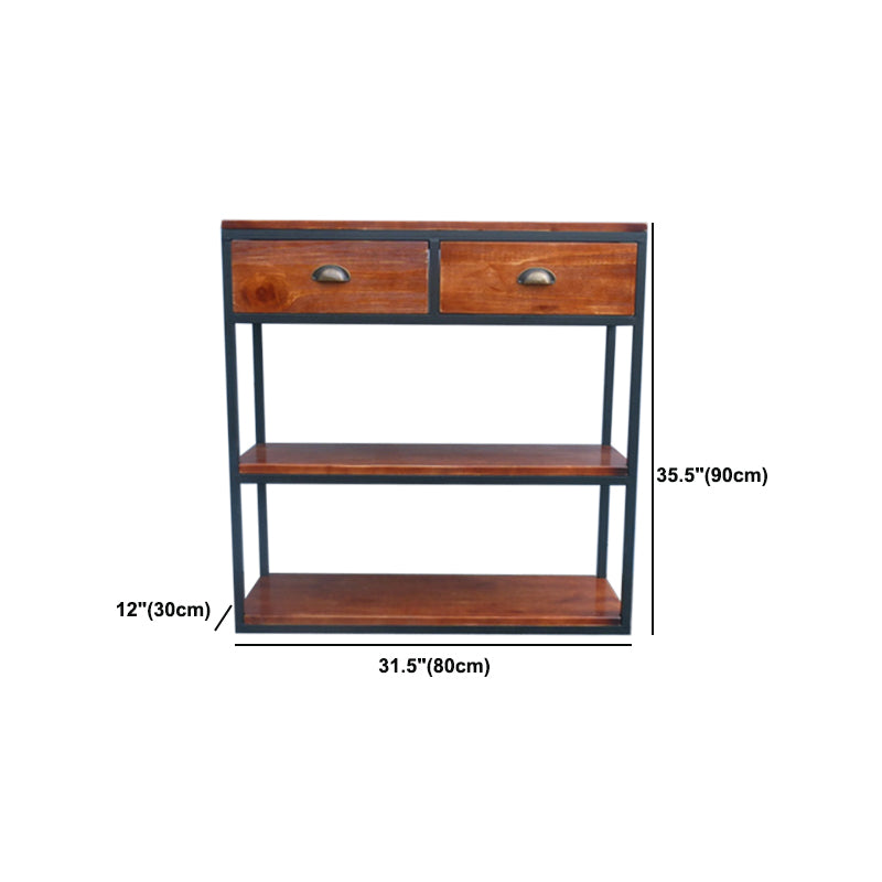 Contemporary Metal and Wood Book Shelf Open Home Shelf Bookcase with Shelves