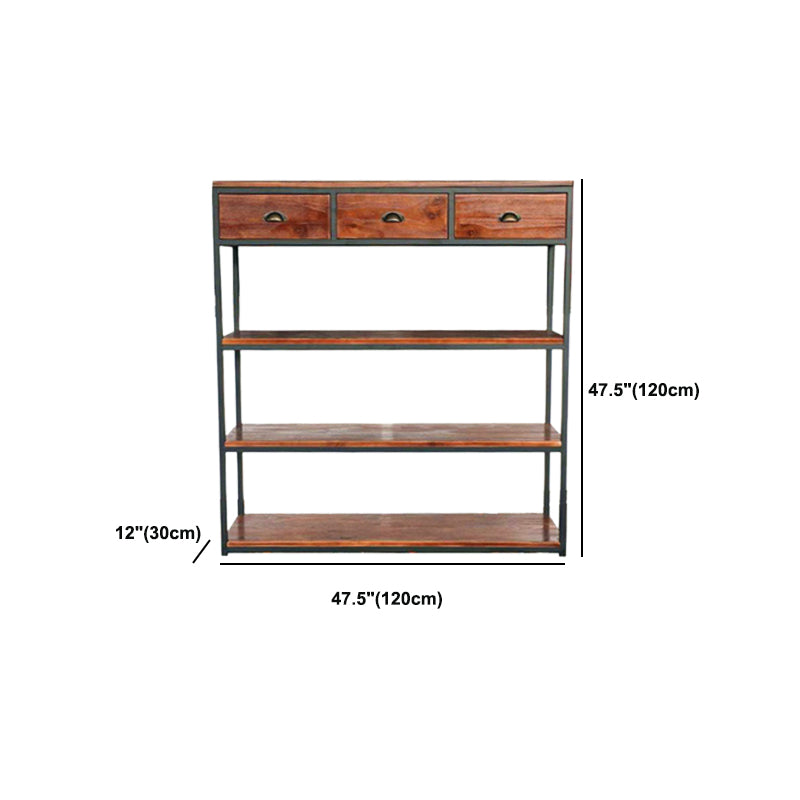 Contemporary Metal and Wood Book Shelf Open Home Shelf Bookcase with Shelves