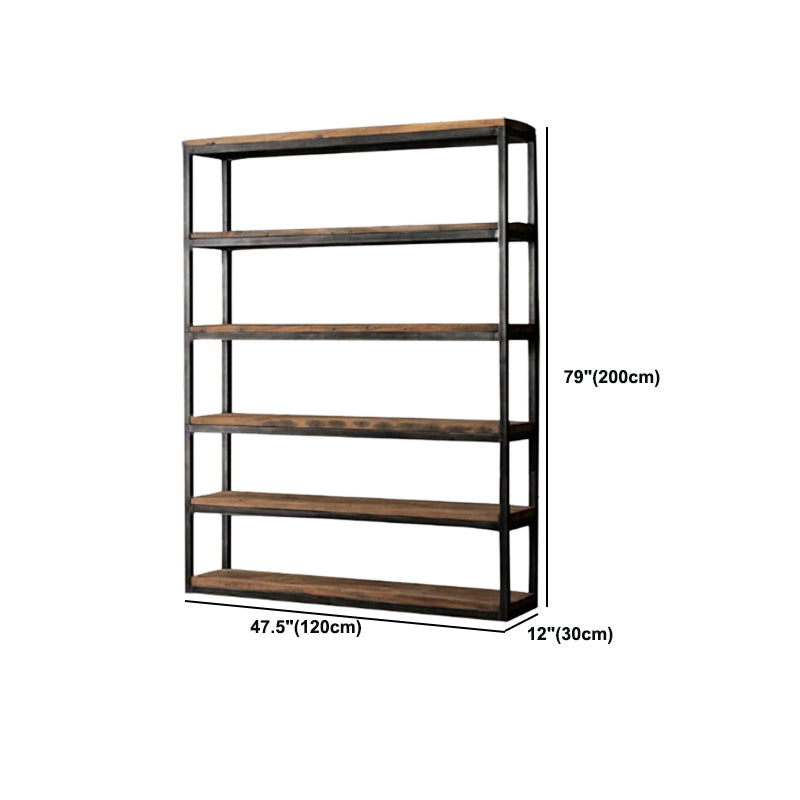 Contemporary Metal and Wood Book Shelf Open Home Shelf Bookcase with Shelves