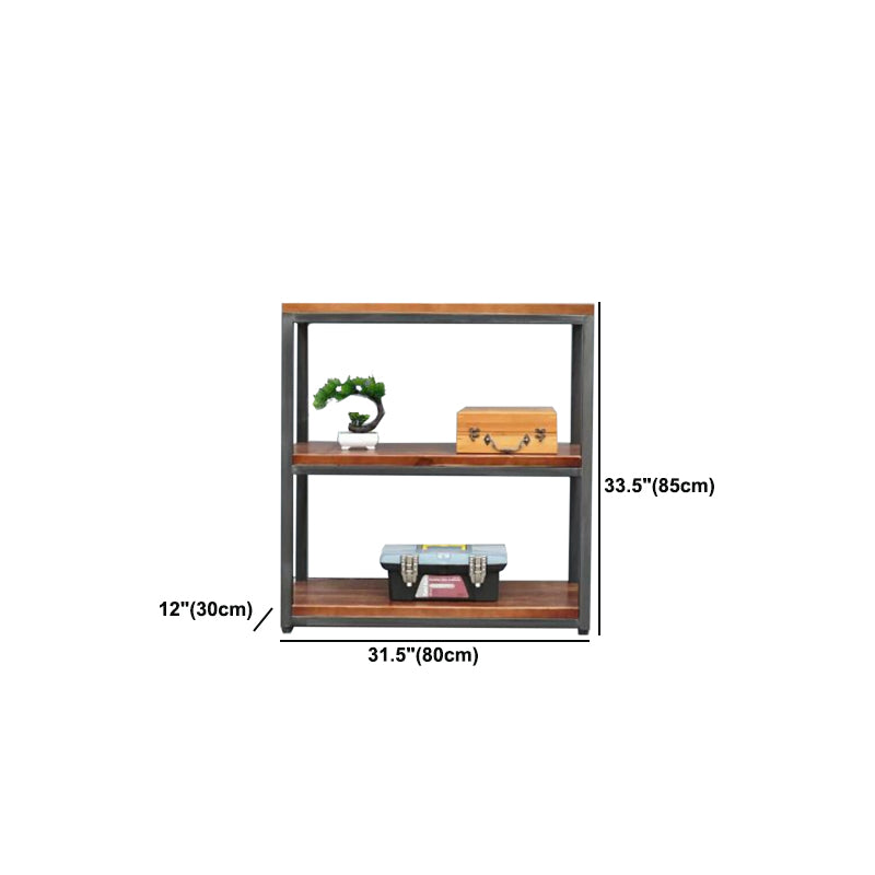 Contemporary Metal and Wood Book Shelf Open Home Shelf Bookcase with Shelves