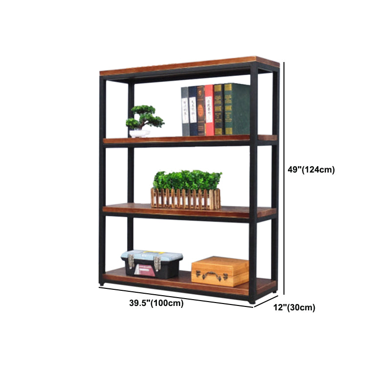 Contemporary Metal and Wood Book Shelf Open Home Shelf Bookcase with Shelves