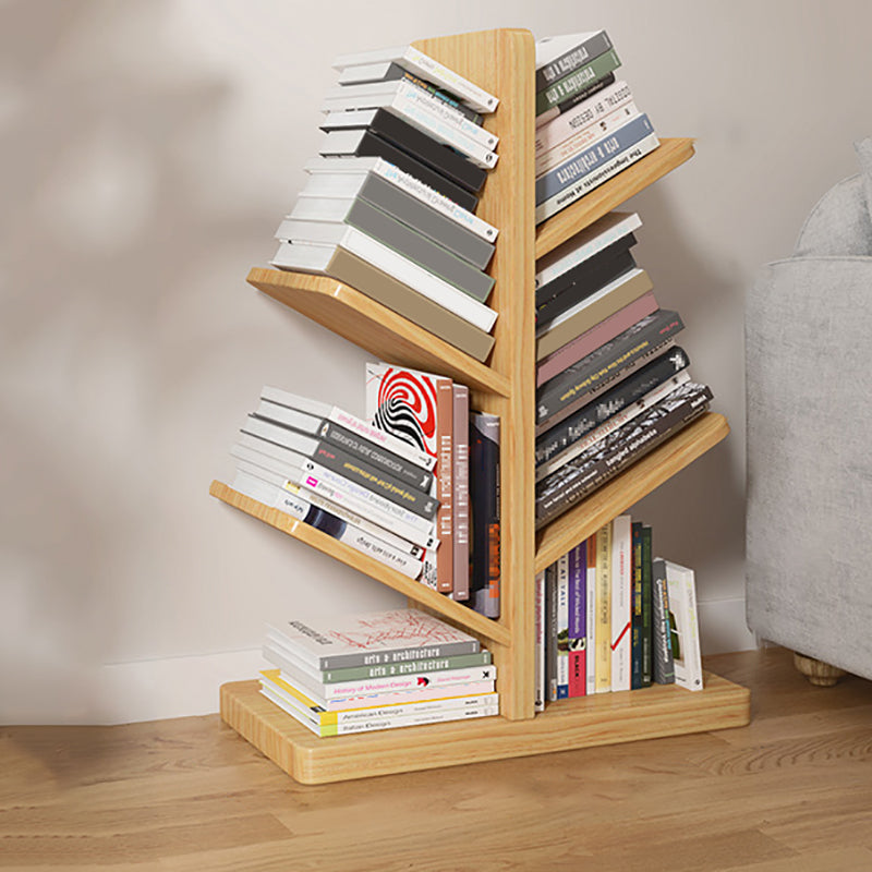 Modern Wood Bookshelf Geometric Vertical Open Shelf Bookcase