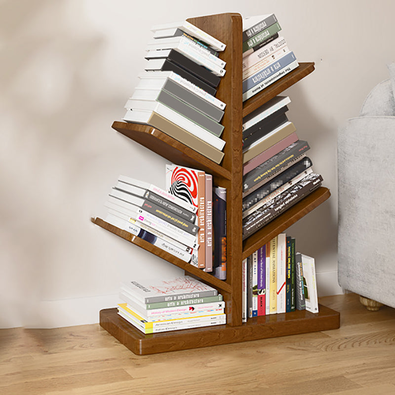 Modern Wood Bookshelf Geometric Vertical Open Shelf Bookcase