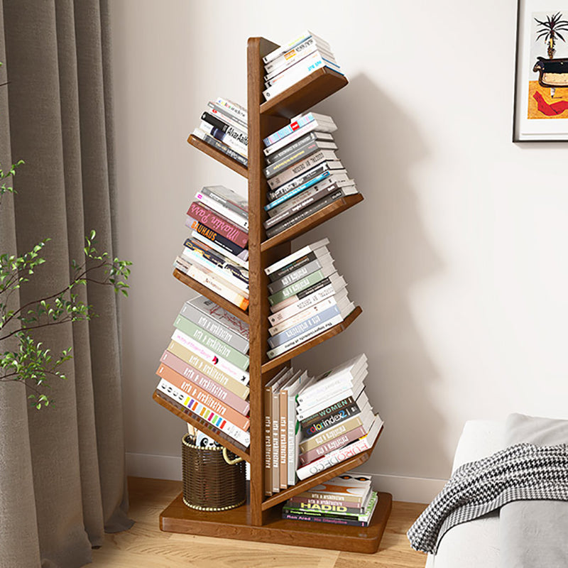 Modern Wood Bookshelf Geometric Vertical Open Shelf Bookcase