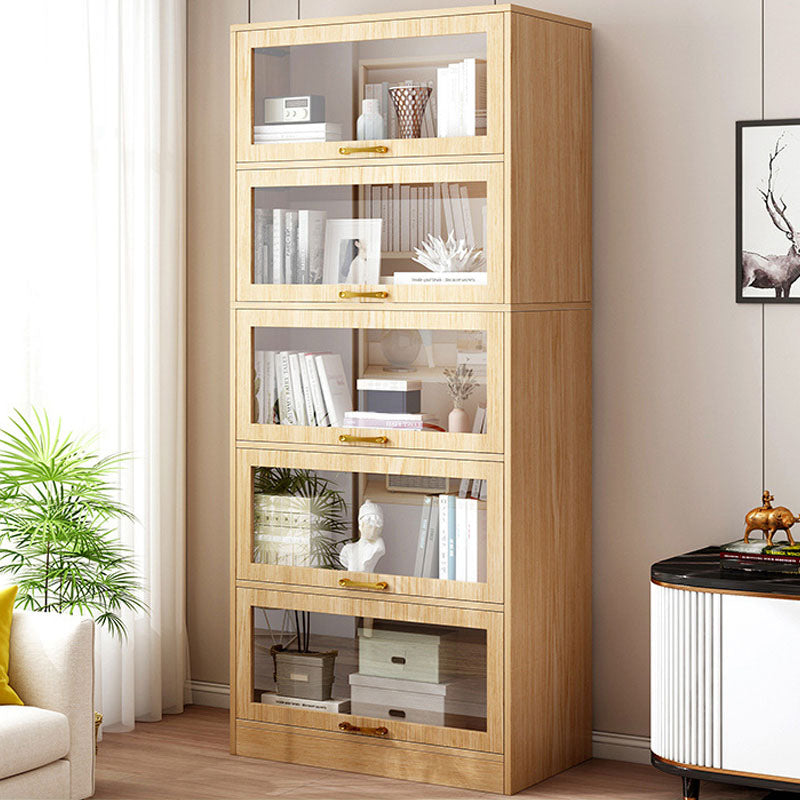 Modern Engineered Wood Shelf Bookcase Floor Closed Back Home Book Shelf with Doors