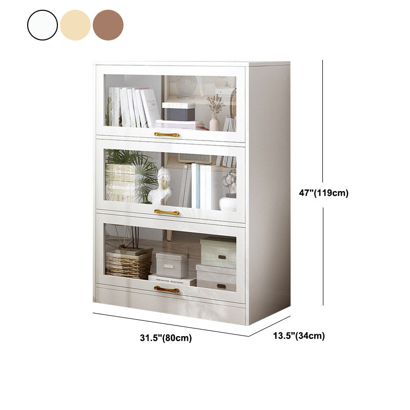 Modern Engineered Wood Shelf Bookcase Floor Closed Back Home Book Shelf with Doors