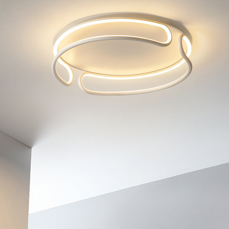 Circle Ceiling Mounted Light Modern Style Metal LED White Ceiling Light Fixture