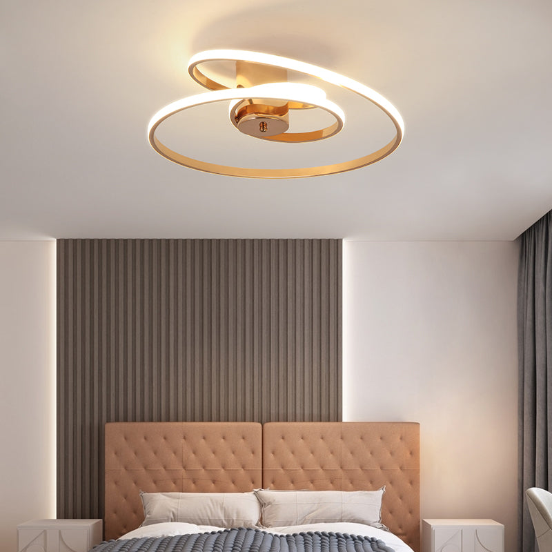 Nordic Linear Ceiling Light Aluminum Gold LED Flush Mount Light for Living Room