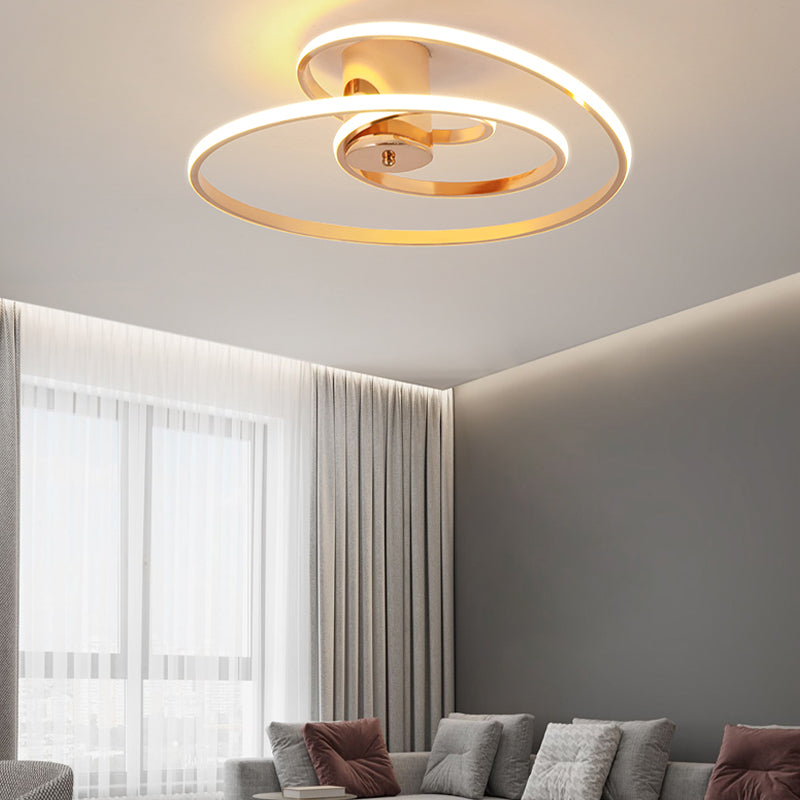 Nordic Linear Ceiling Light Aluminum Gold LED Flush Mount Light for Living Room