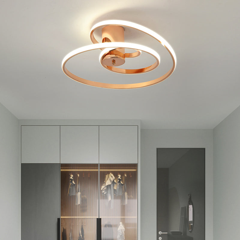 Nordic Linear Ceiling Light Aluminum Gold LED Flush Mount Light for Living Room