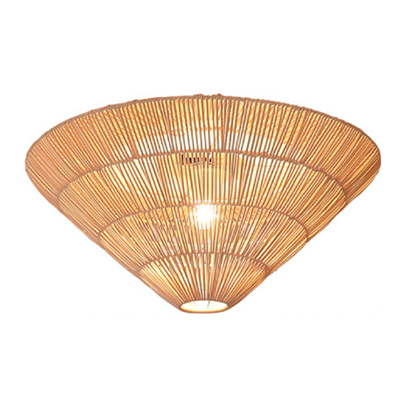 Cone Shape Ceiling Light Fixture Rattan Flush Mount Light for Living Room