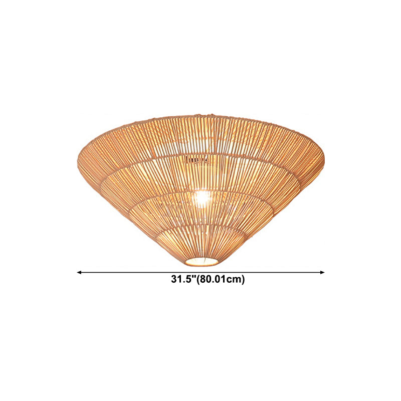 Cone Shape Ceiling Light Fixture Rattan Flush Mount Light for Living Room