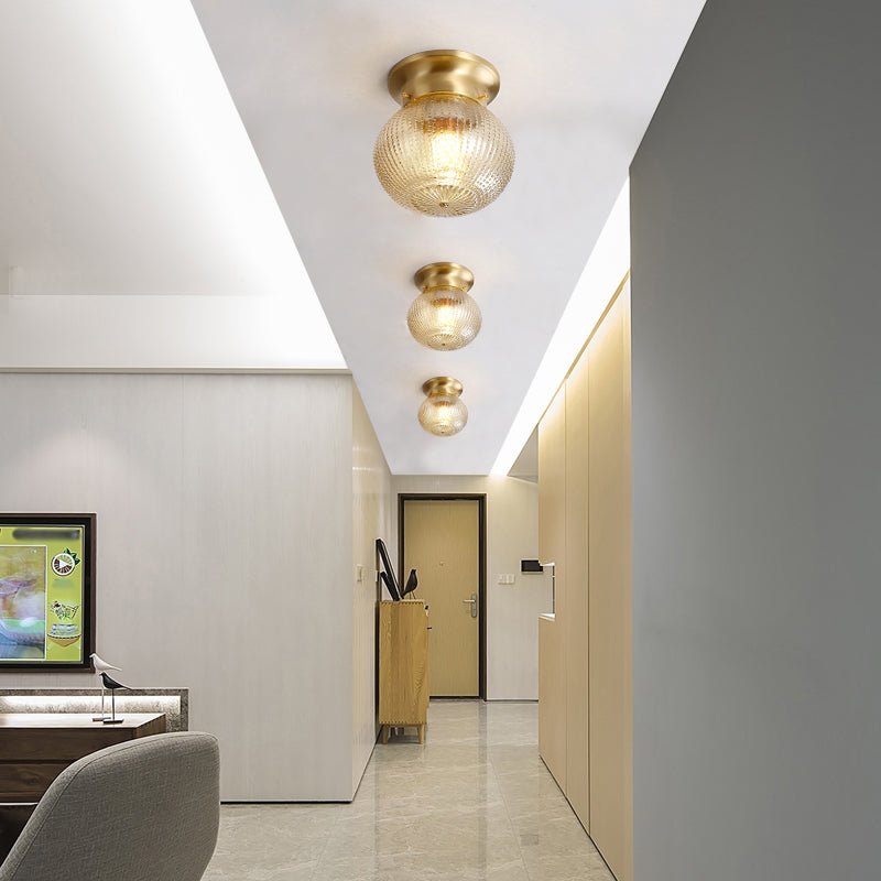Glass Ceiling Light Fixture Simplistic Gold Round Aisle Ceiling Fixture