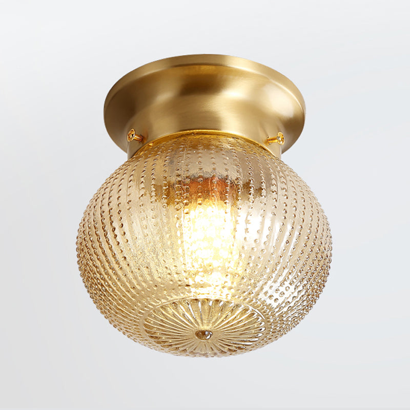 Glass Ceiling Light Fixture Simplistic Gold Round Aisle Ceiling Fixture