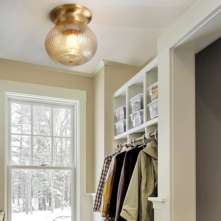 Glass Ceiling Light Fixture Simplistic Gold Round Aisle Ceiling Fixture