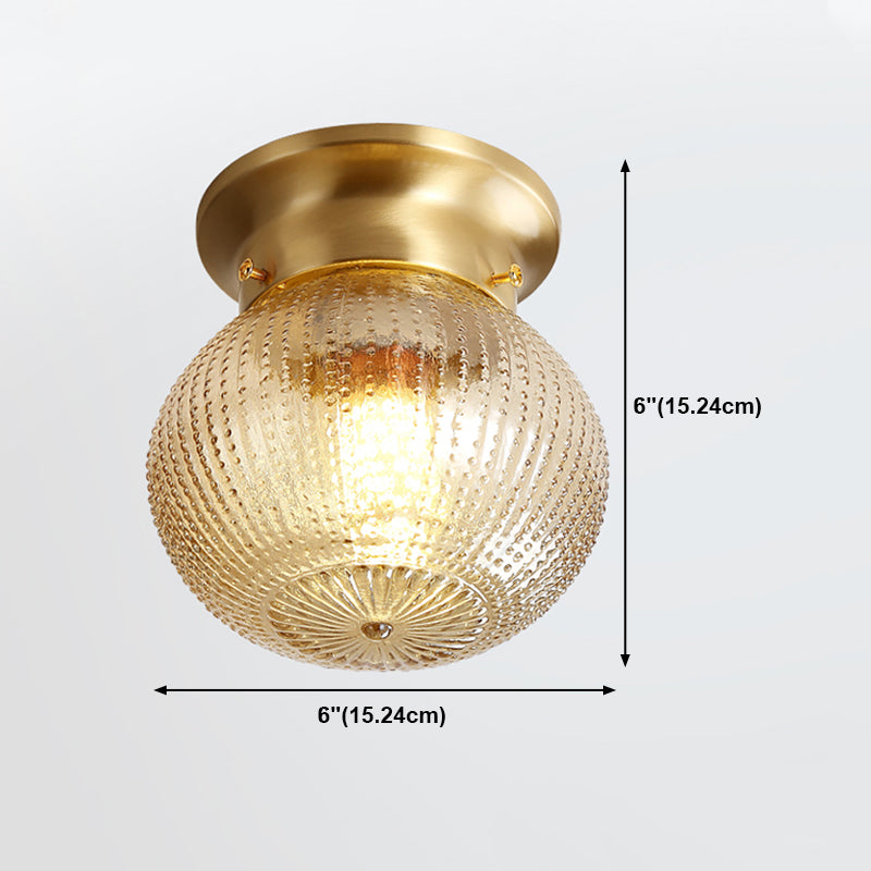 Glass Ceiling Light Fixture Simplistic Gold Round Aisle Ceiling Fixture