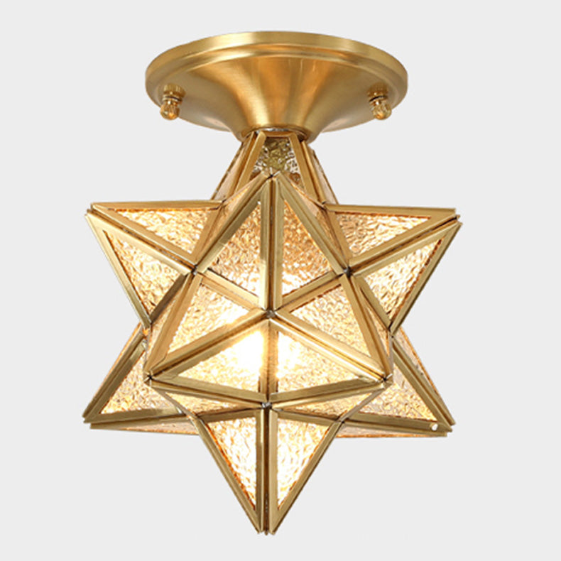 Star Shape Glass Ceiling Light Vintage Aisle Semi Mount Ceiling Lighting