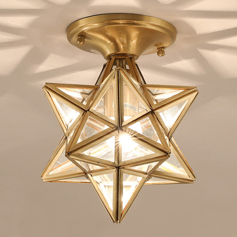 Star Shape Glass Ceiling Light Vintage Aisle Semi Mount Ceiling Lighting