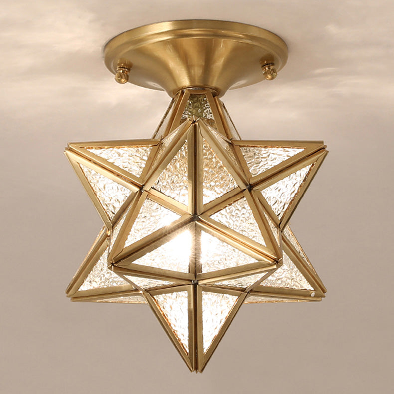Star Shape Glass Ceiling Light Vintage Aisle Semi Mount Ceiling Lighting