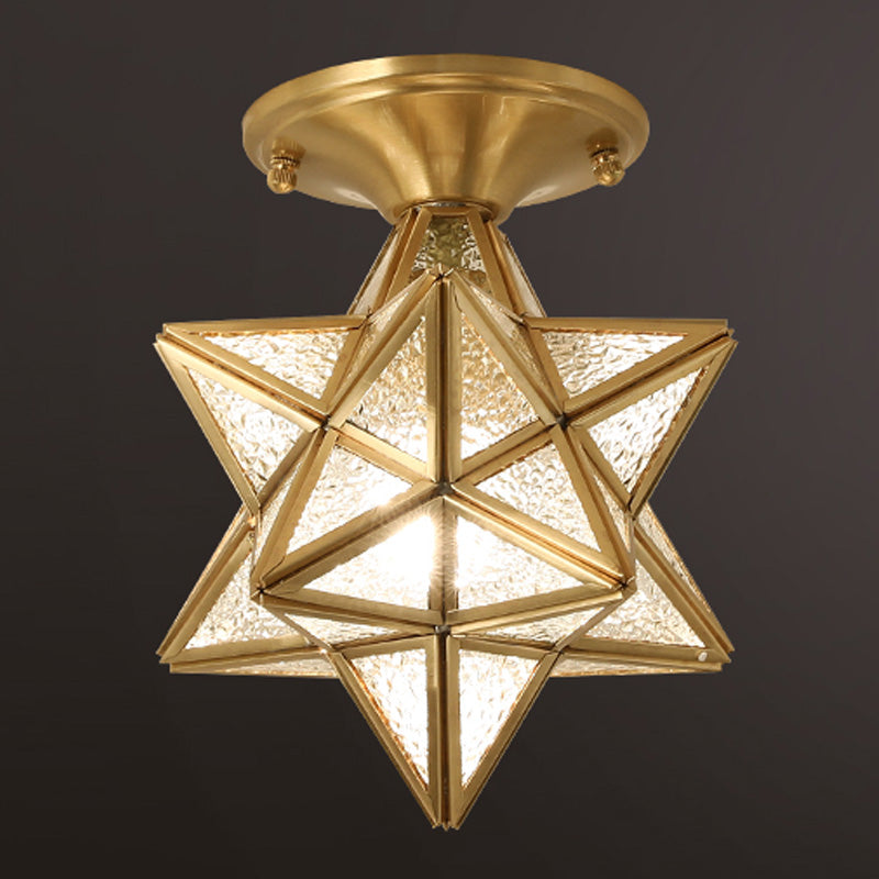 Star Shape Glass Ceiling Light Vintage Aisle Semi Mount Ceiling Lighting