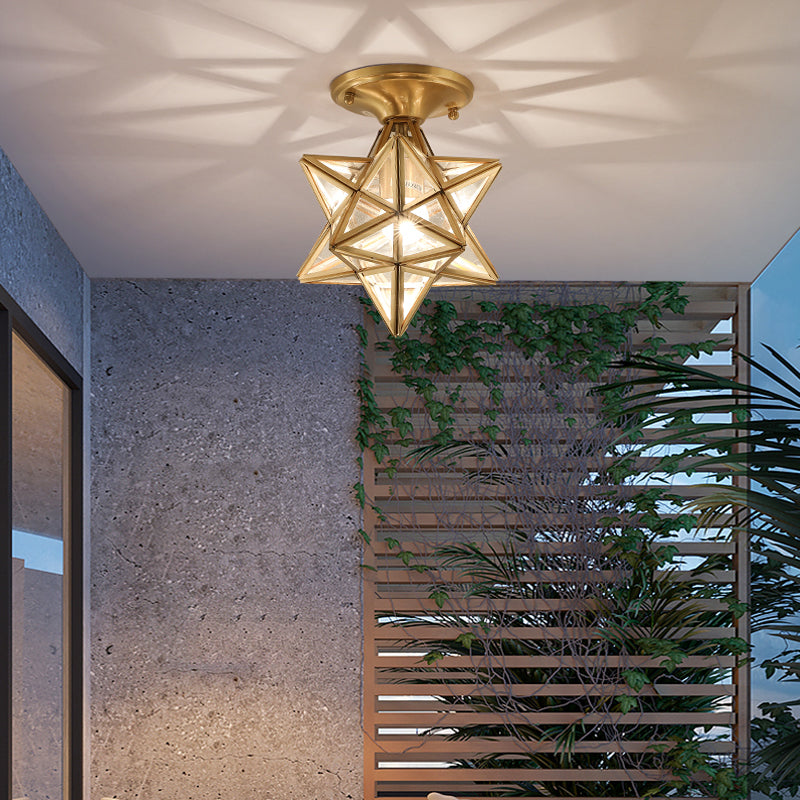 Star Shape Glass Ceiling Light Vintage Aisle Semi Mount Ceiling Lighting