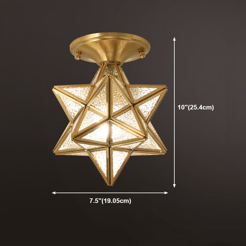 Star Shape Glass Ceiling Light Vintage Aisle Semi Mount Ceiling Lighting