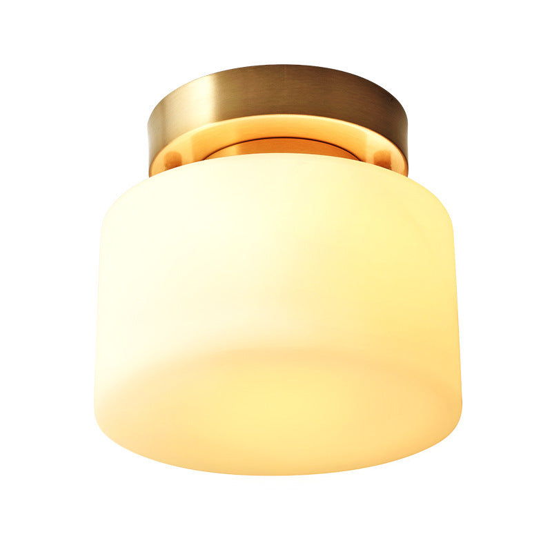 Glass Semi Flush Mount Lighting Cylinder Simple 1 Light Ceiling Fixture