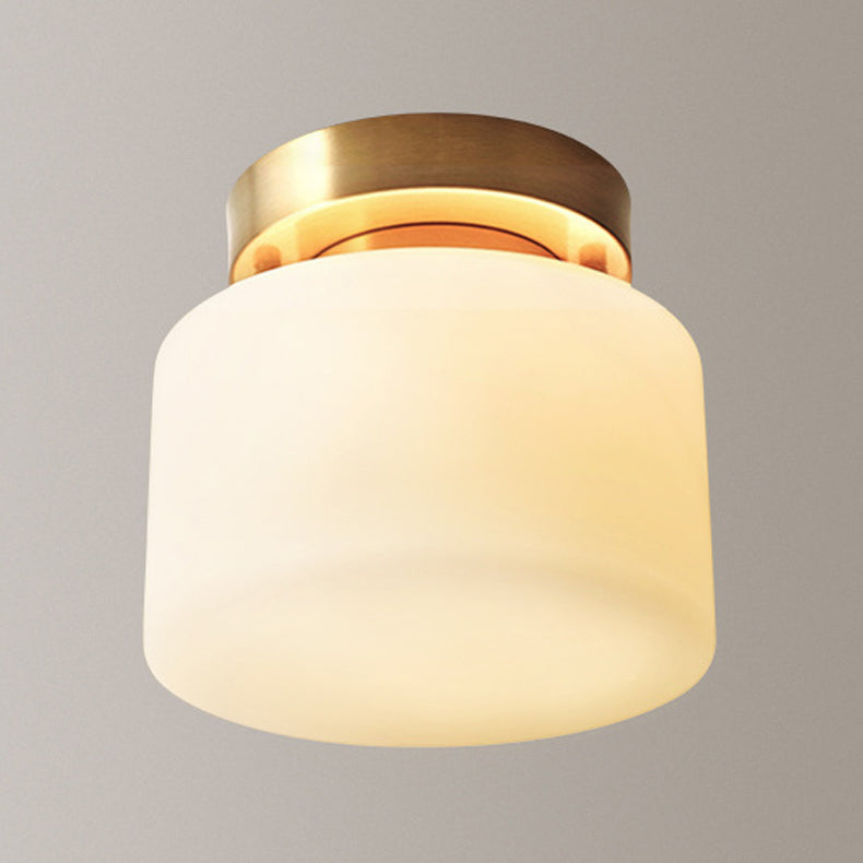 Glass Semi Flush Mount Lighting Cylinder Simple 1 Light Ceiling Fixture