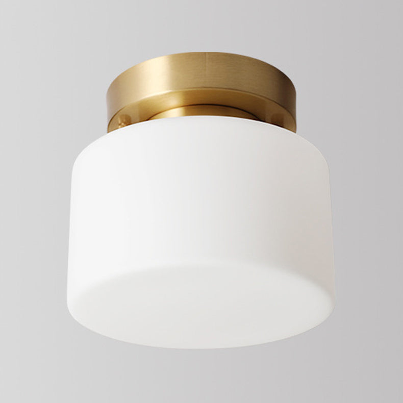 Glass Semi Flush Mount Lighting Cylinder Simple 1 Light Ceiling Fixture