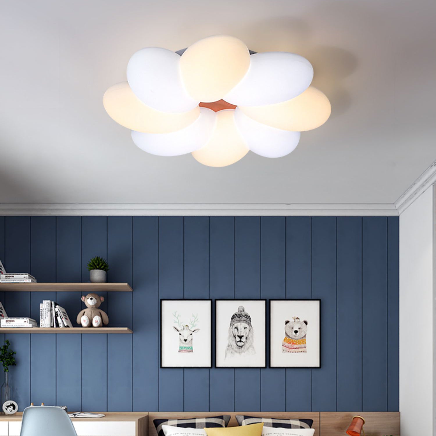 Floral Metal Ceiling Lighting Minimalist Style LED Ceiling Lamp