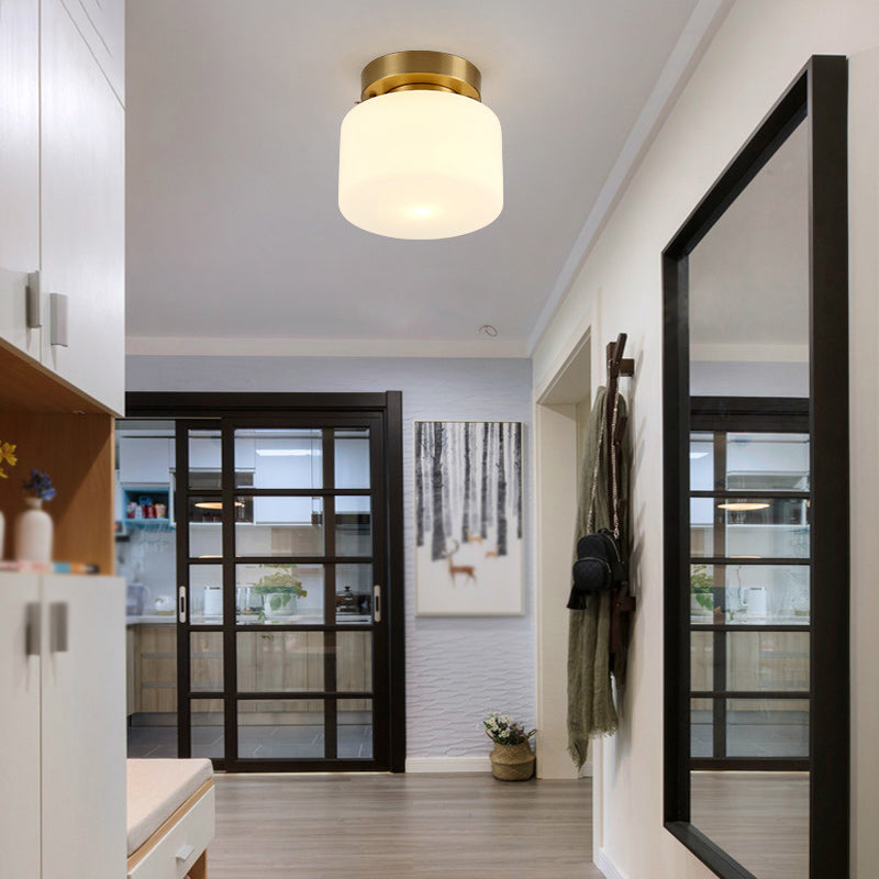 Modern Style Cylindrical Shape Ceiling Light Glass 1 Light Ceiling Light for Restaurant
