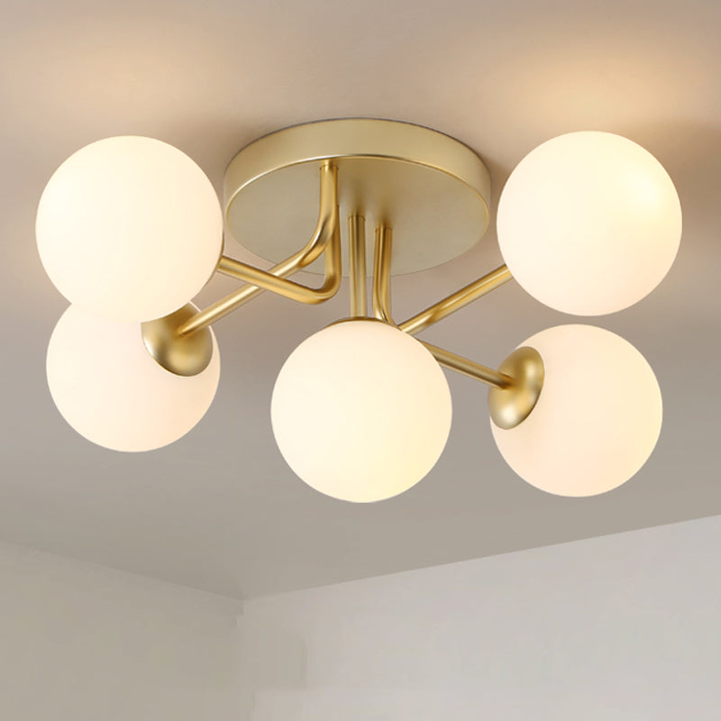 5 Light Spherical Ceiling Light Modern Style Glass Ceiling Lighting for Dining Room
