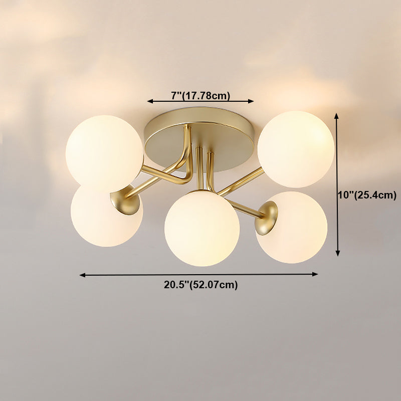 5 Light Spherical Ceiling Light Modern Style Glass Ceiling Lighting for Dining Room
