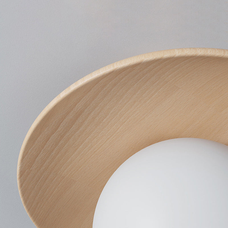 Modern Style Spherical Shape Ceiling Light Wood 1 Light Ceiling Light for Restaurant