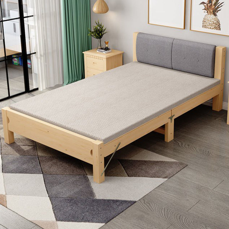 Scandinavian Wood Folding Bed Upholstered Bed Frame with Headboard