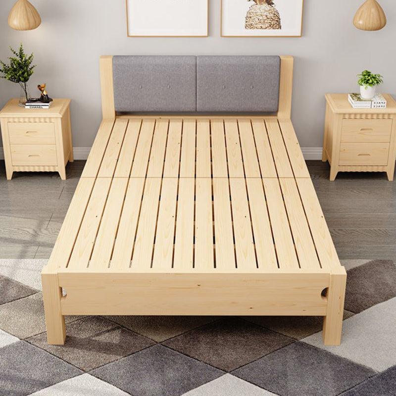 Scandinavian Wood Folding Bed Upholstered Bed Frame with Headboard