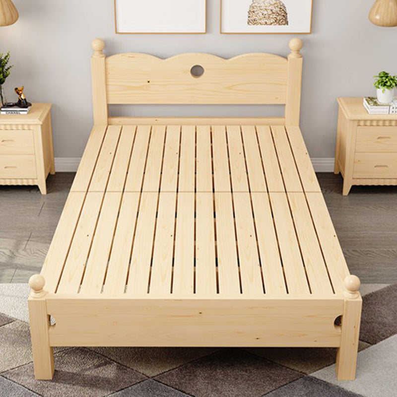 Scandinavian Wood Folding Bed Upholstered Bed Frame with Headboard