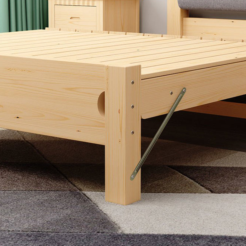 Scandinavian Wood Folding Bed Upholstered Bed Frame with Headboard