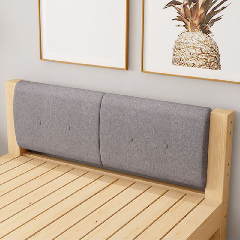 Scandinavian Wood Folding Bed Upholstered Bed Frame with Headboard