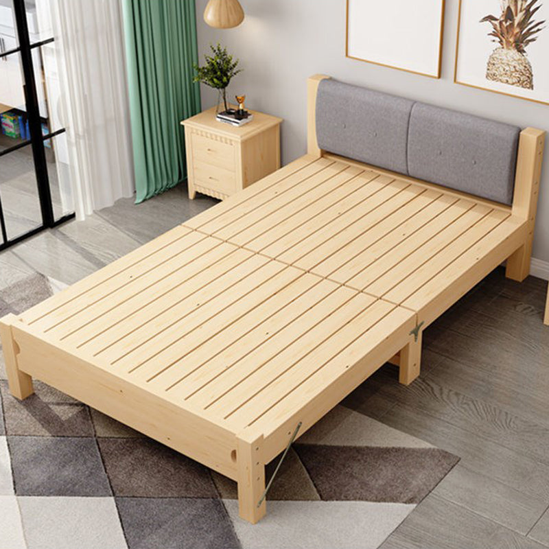 Scandinavian Wood Folding Bed Upholstered Bed Frame with Headboard