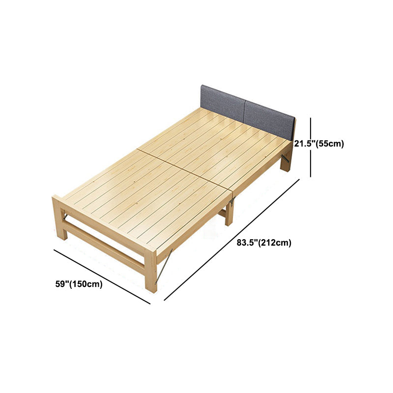 Scandinavian Wood Folding Bed Upholstered Bed Frame with Headboard