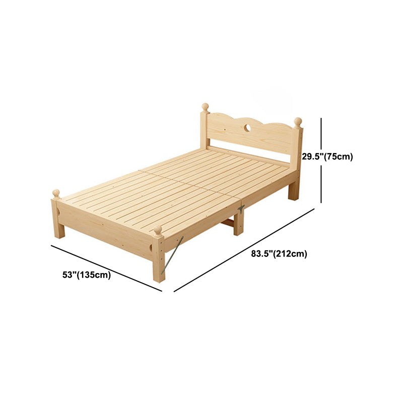 Scandinavian Wood Folding Bed Upholstered Bed Frame with Headboard