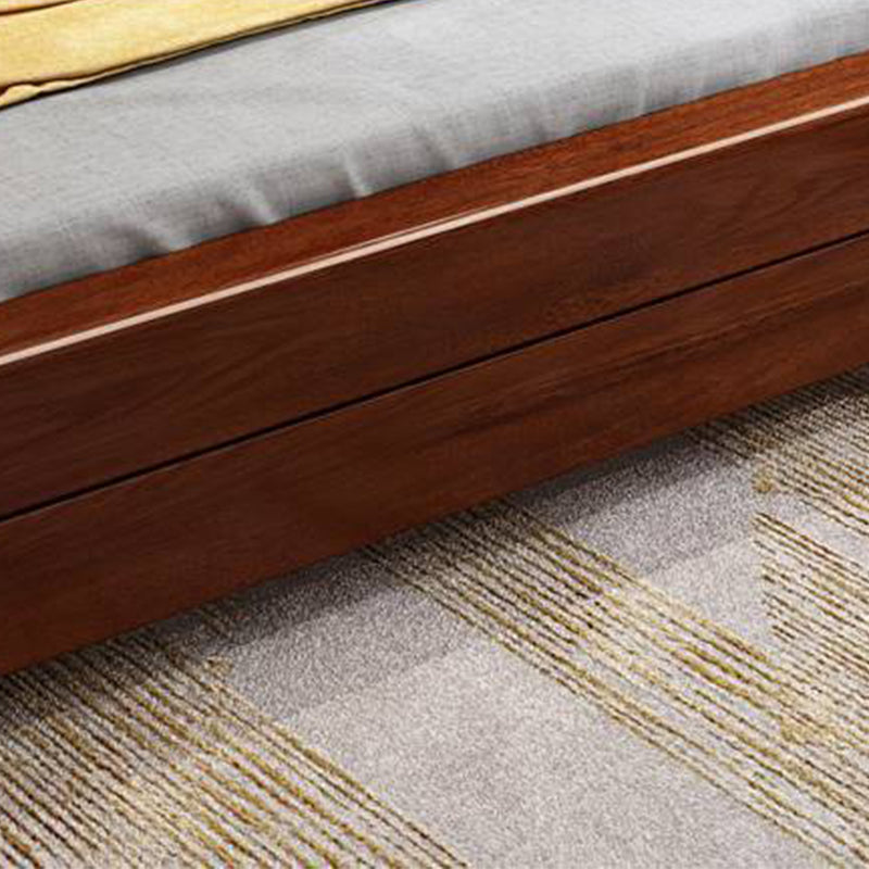 Mid-Century Modern Bed in Pine Wood with Sleigh Headboard Sleigh Bed