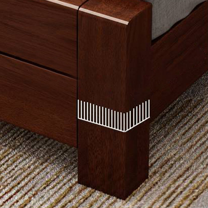 Mid-Century Modern Bed in Pine Wood with Sleigh Headboard Sleigh Bed