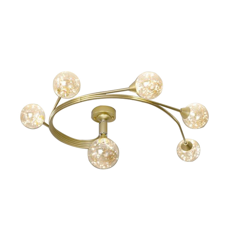 Metal Ball Shade Flush Ceiling Light Modern Style Multi Lights Flush Mount Fixture in Gold