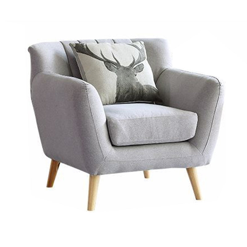 Modernism 1/3-seater Fabric Sofa Flared Arm Sofa with Wood Legs
