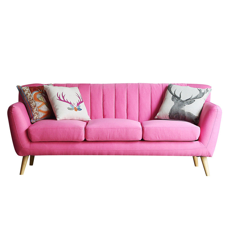 Modernism 1/3-seater Fabric Sofa Flared Arm Sofa with Wood Legs