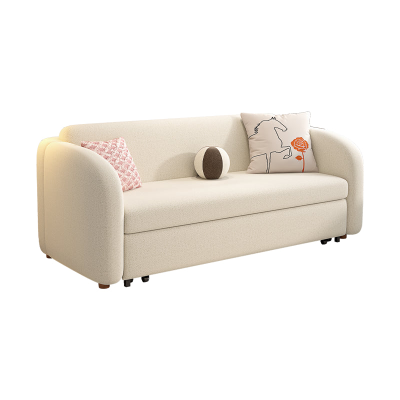 Contemporary Beige Sofa Bed Tuxedo Arm Sofa Bed with 2 Pillows